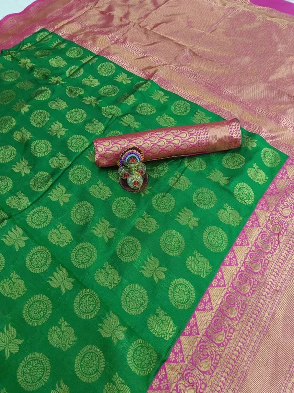 Green_Embellished_Banarasi_Jacquard_Saree_(Green)